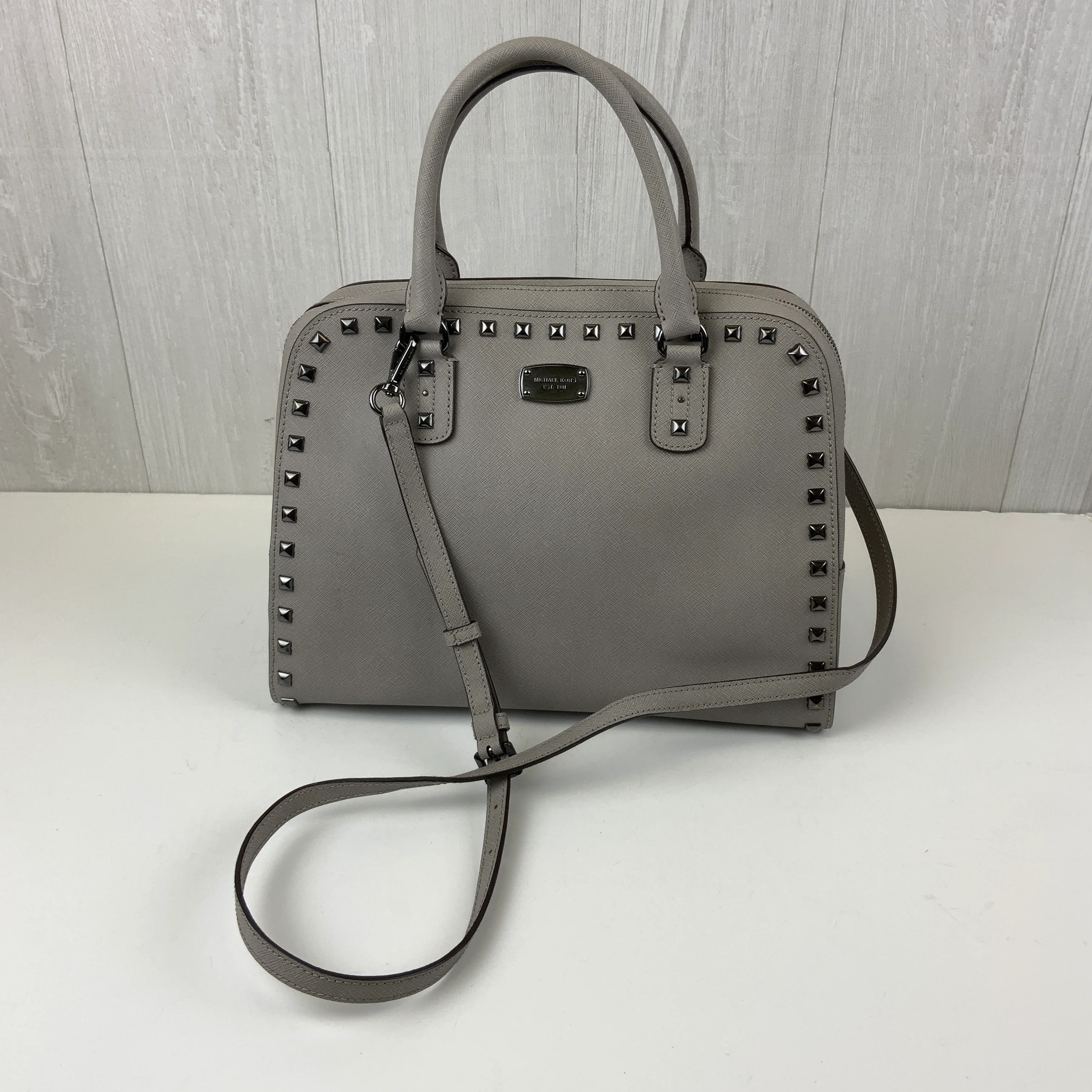 Chic Riveted Gray Handbag