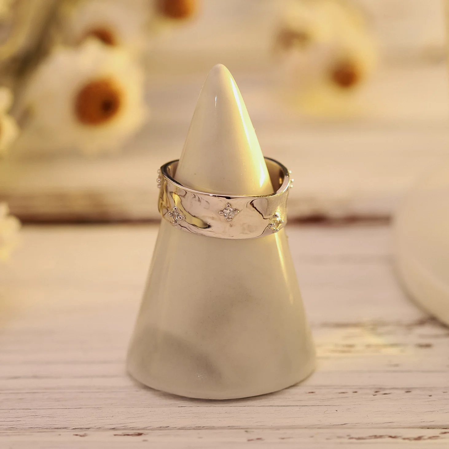 Elegant Crystal-Studded Open Band Ring