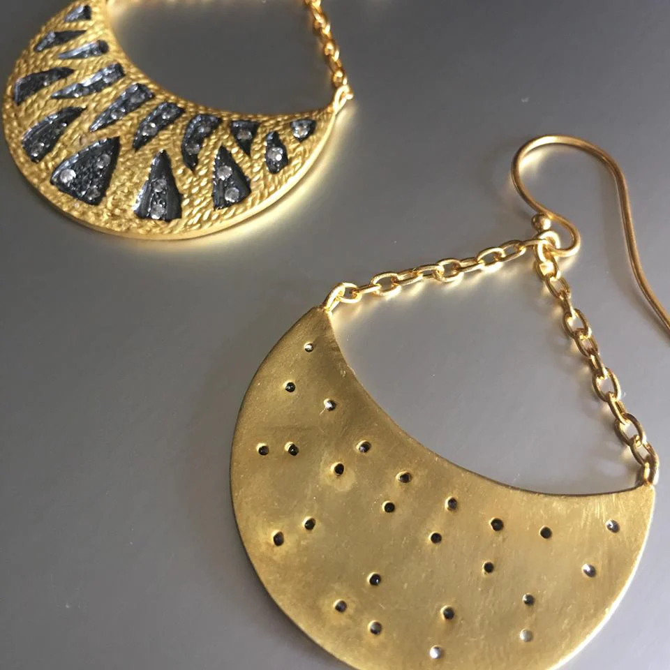 Textured Crescent Drop Earrings