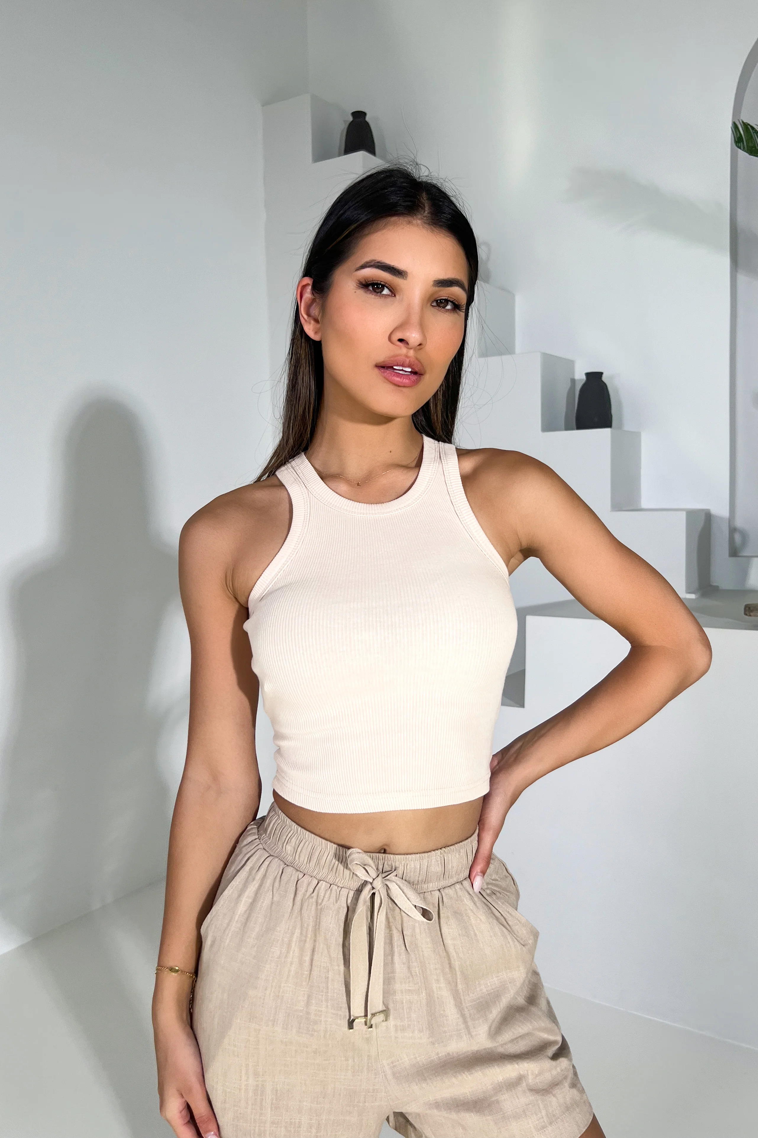 Elegant Ribbed Crop Top