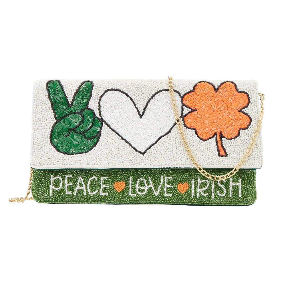 Charming Peace & Love Embroidered Clutch